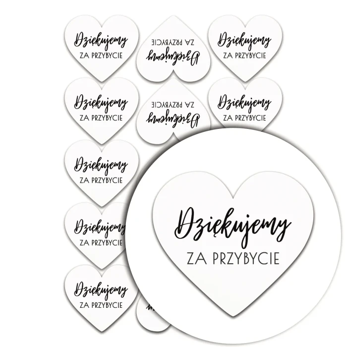 naklejki serca  dziekujemy za przybycie białe.webp