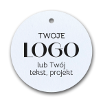 Białe Okrągłe Metki Eko z Twoim Logo, średnica 50mm, otwór