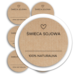 Naklejki na Świece Sojowe 50mm okrągłe Kraft – Etykiety do świec 12 sztuk