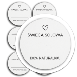 Naklejki na Świece Sojowe 50mm okrągłe białe – Etykiety do świec 12 sztuk