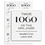 Naklejki z logo kwadrat 50mm, białe eko etykiety samoprzylepne