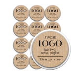 Brązowe naklejki z logo – okrągłe Kraft 35mm